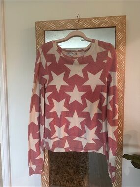 Wildfox Rose Pink Star Crewneck Sweater